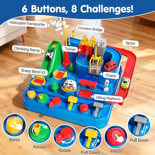 Interactive Car Adventure Rescue Track Set - Educational STEM Toy for Kids