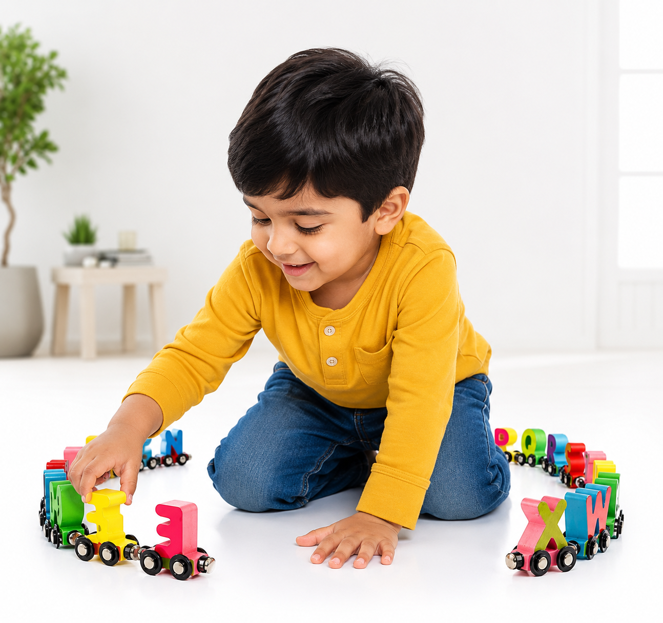 Kiddleo Wooden Magnetic ABC Train | Educational Alphabet Learning Toy for Kids