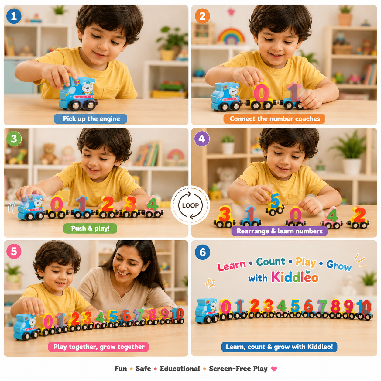 Kiddleo Magnetic Number Train Set