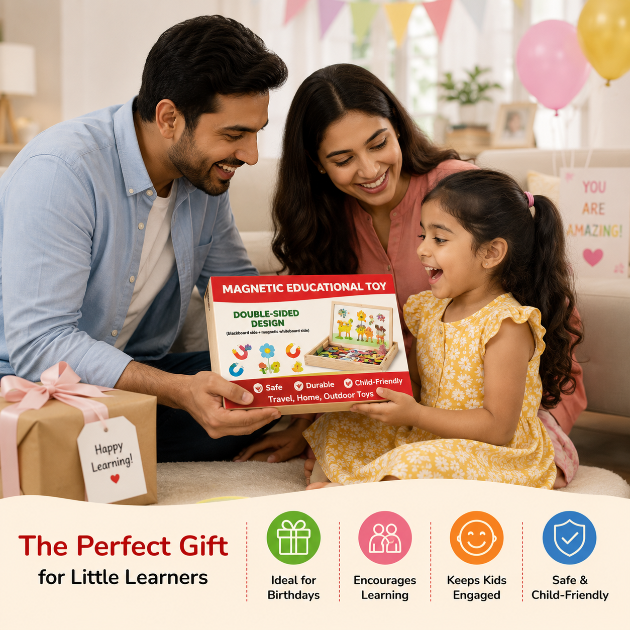 Kiddleo 2-in-1 Magnetic Montessori Learning Board
