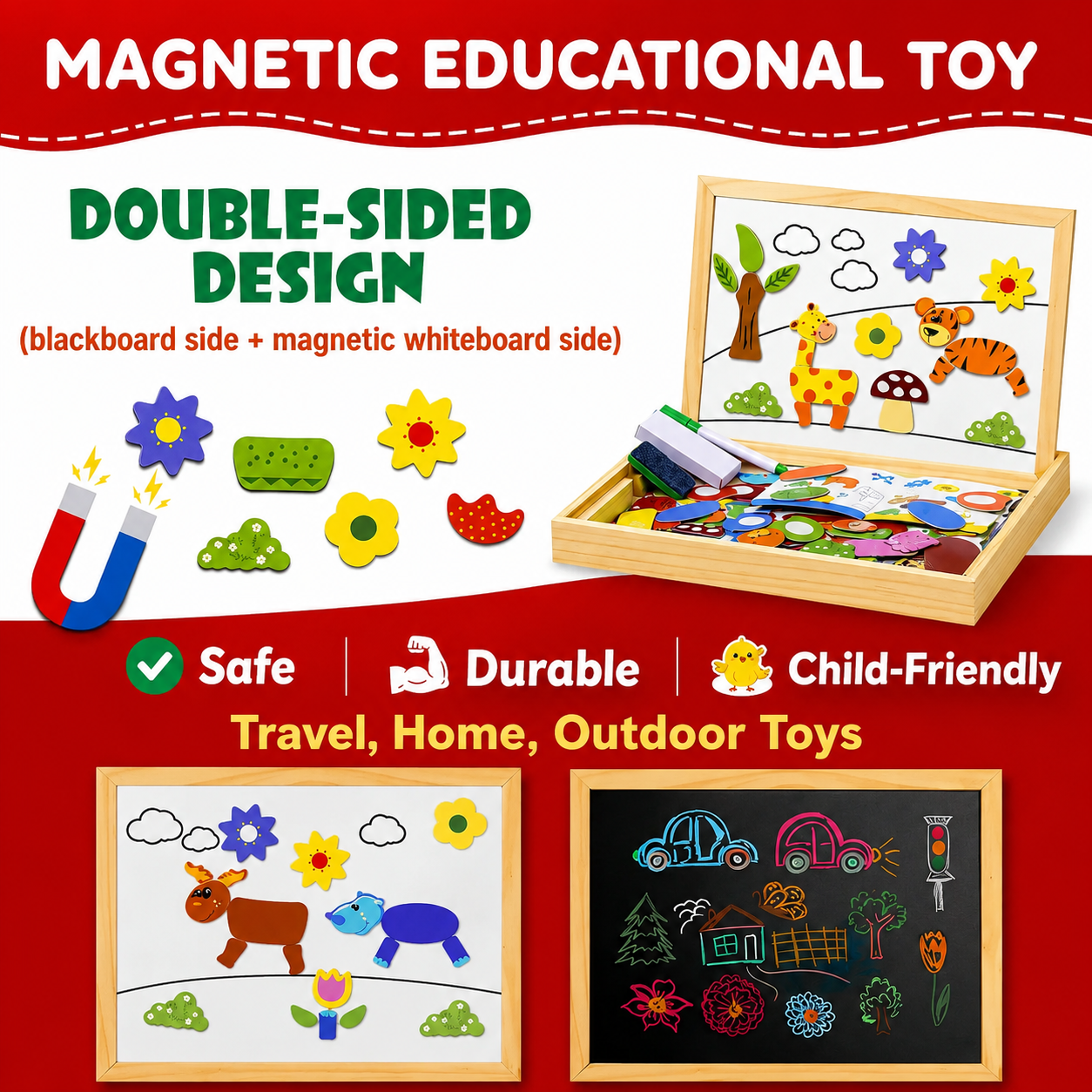 Kiddleo 2-in-1 Magnetic Montessori Learning Board