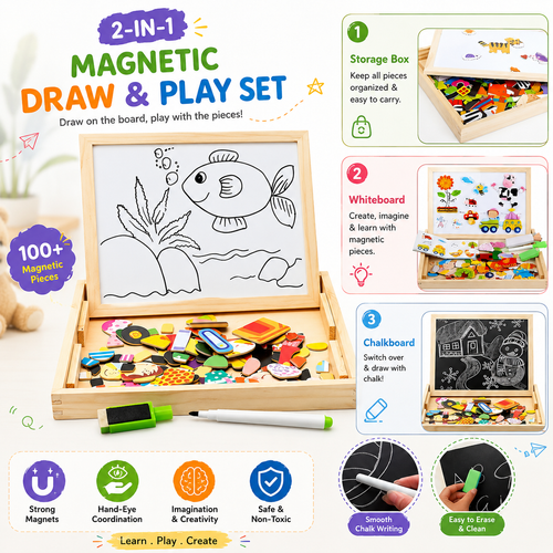 Kiddleo 2-in-1 Magnetic Montessori Learning Board