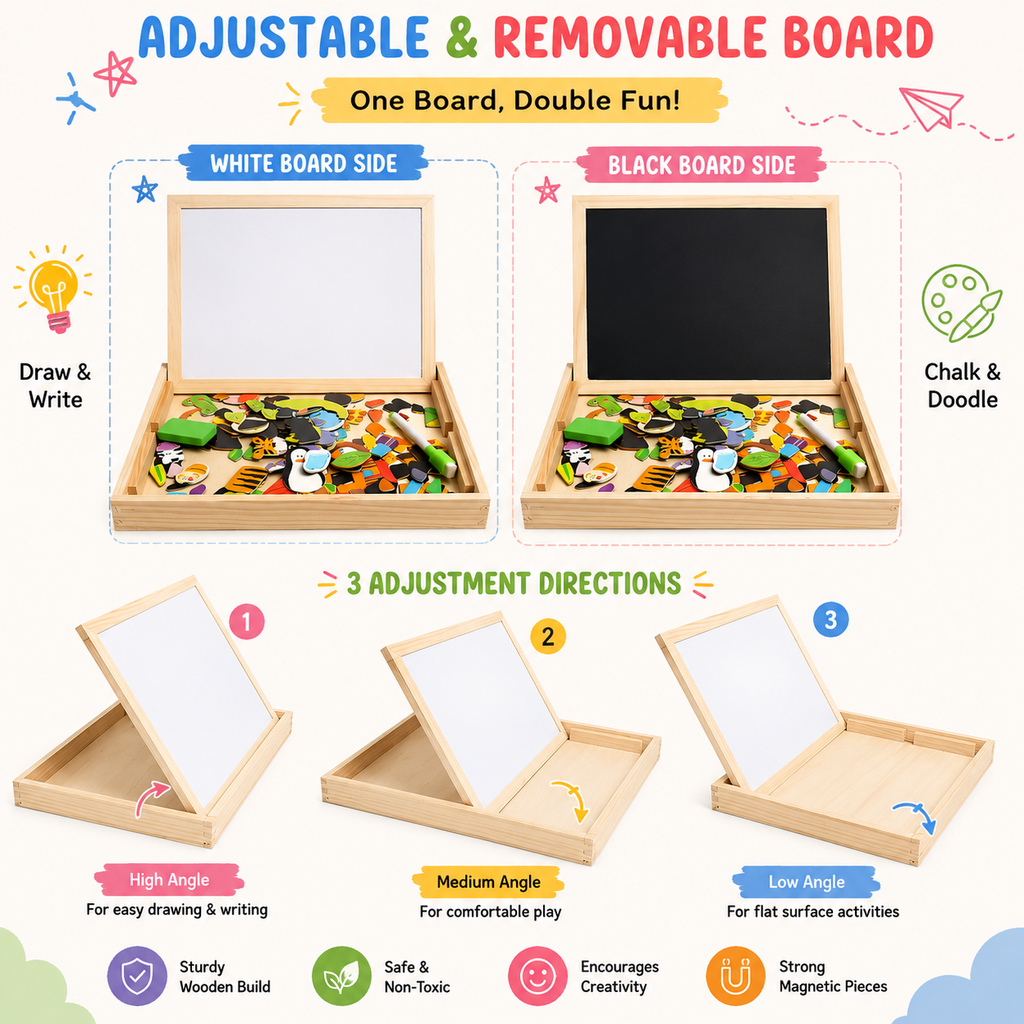Kiddleo 2-in-1 Magnetic Montessori Learning Board