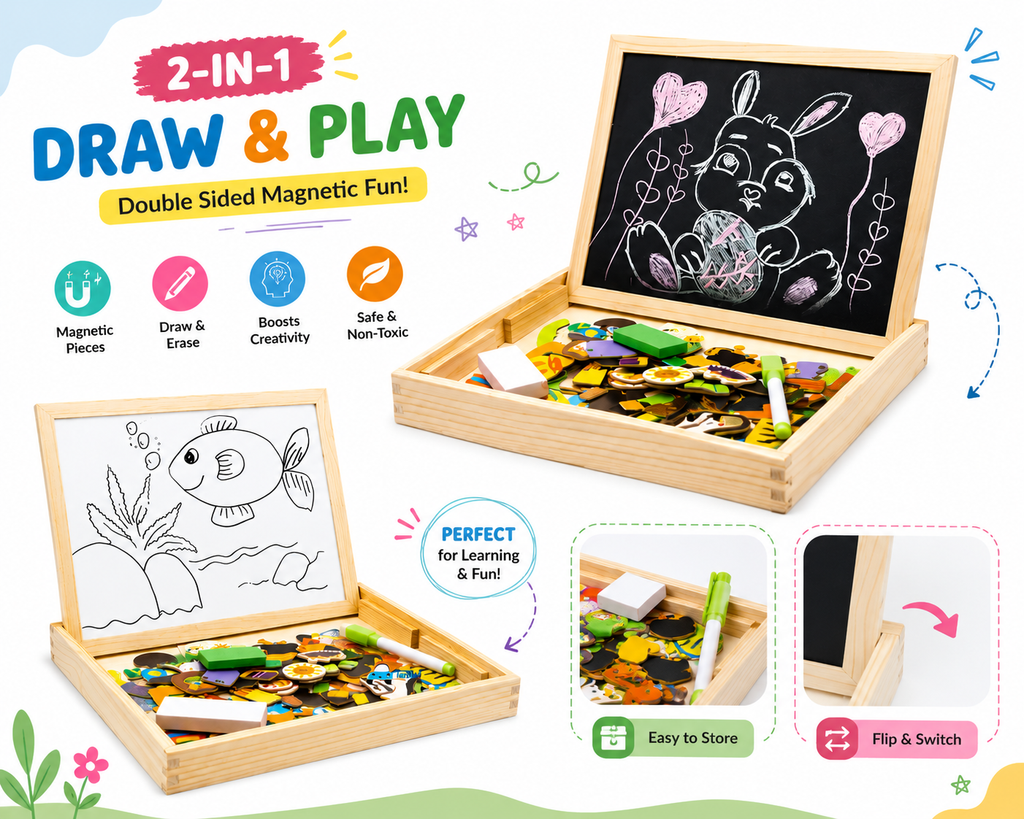 Kiddleo 2-in-1 Magnetic Montessori Learning Board