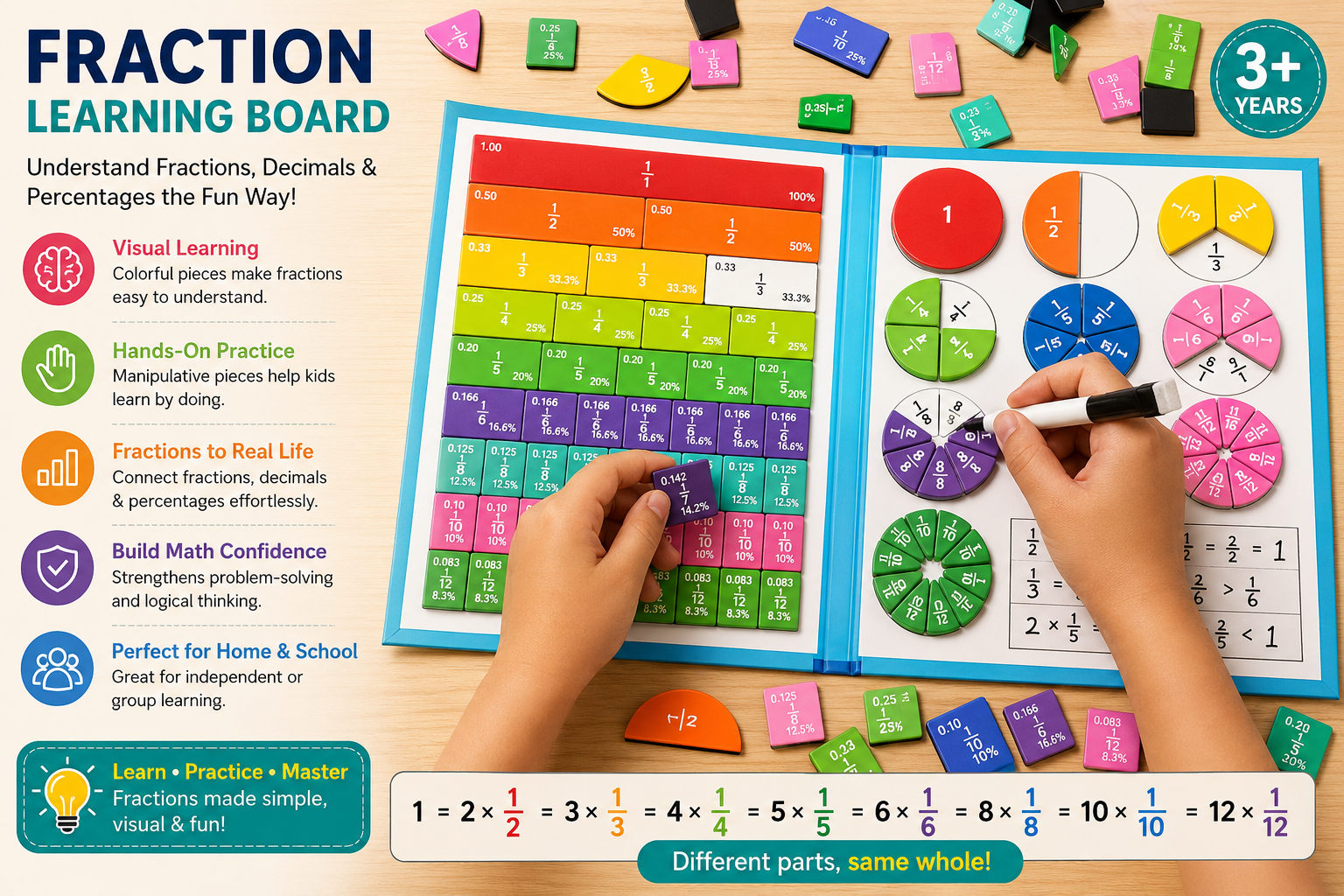 Kiddleo™ Magnetic Fraction Learning Board