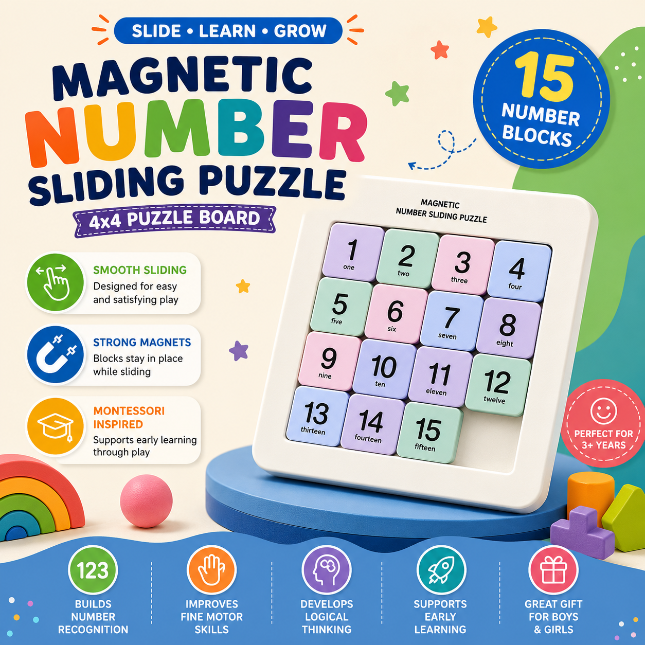 Kiddleo™ NumoShift – Smart Sliding Puzzle