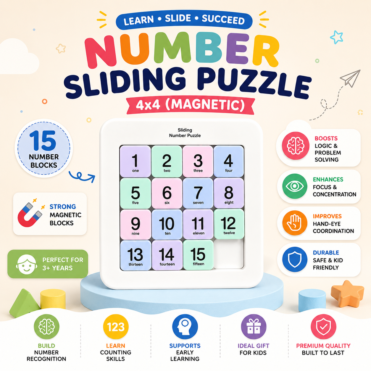 Kiddleo™ NumoShift – Smart Sliding Puzzle