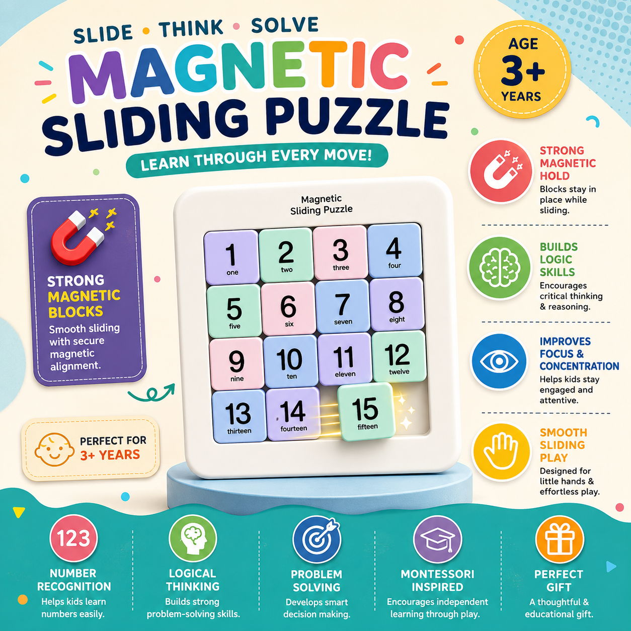 Kiddleo™ NumoShift – Smart Sliding Puzzle