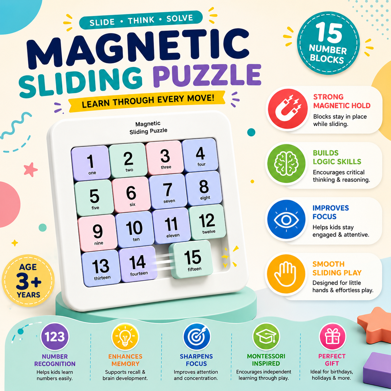 Kiddleo™ NumoShift – Smart Sliding Puzzle