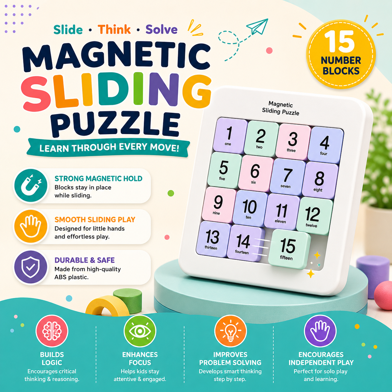 Kiddleo™ NumoShift – Smart Sliding Puzzle