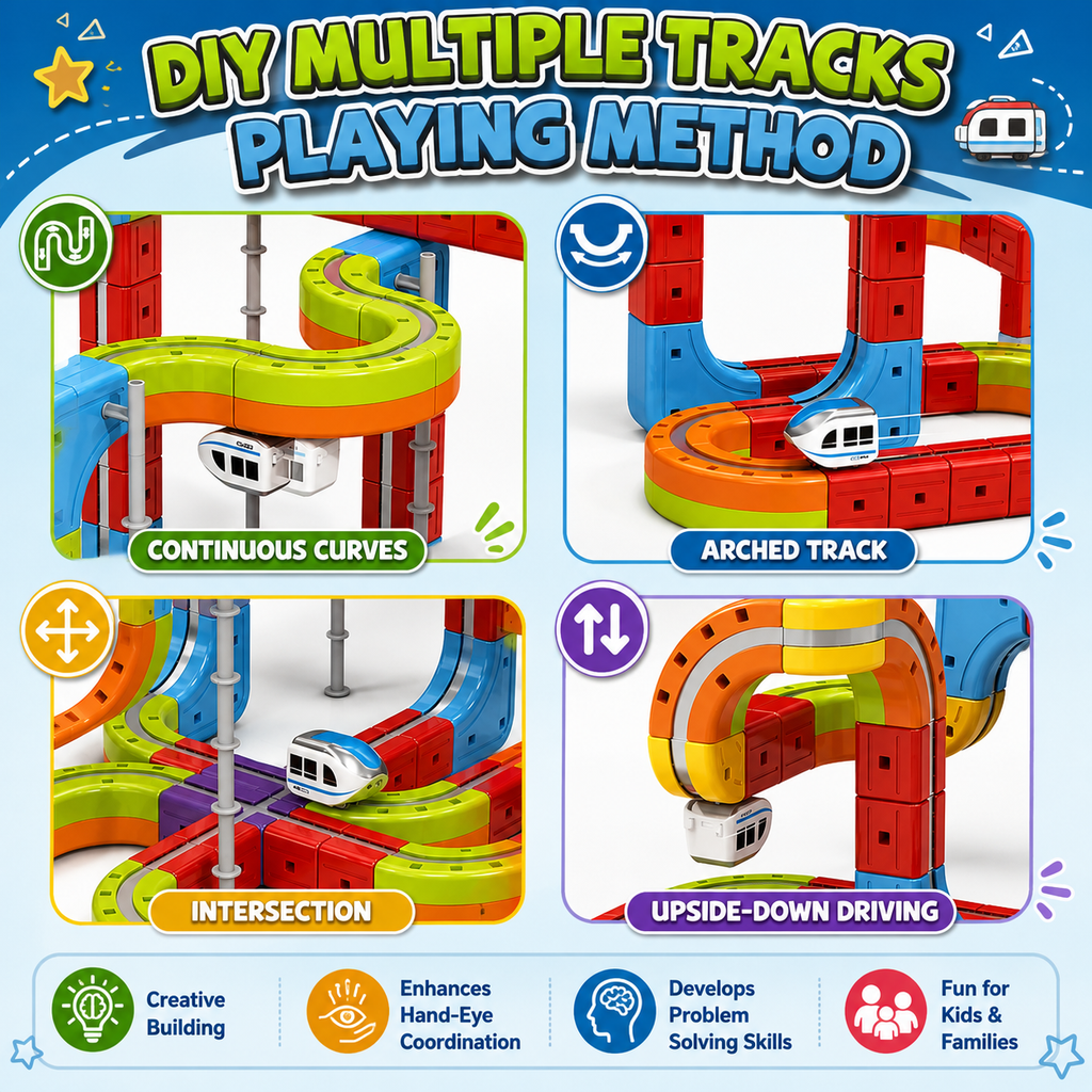 Kiddleo RailNova 3D Magnetic Track Builder Set