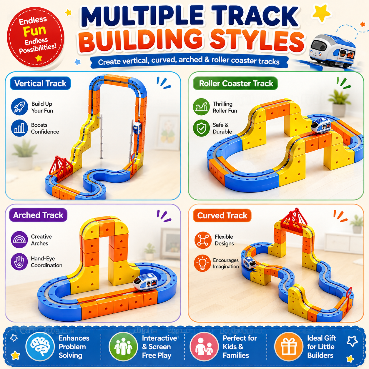 Kiddleo RailNova 3D Magnetic Track Builder Set