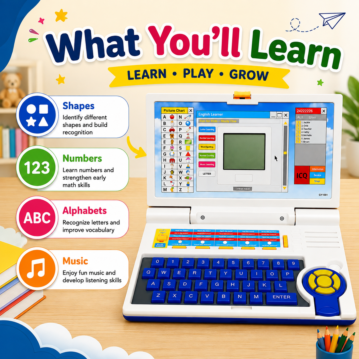 Kiddleo Smart Learning Laptop™ | Educational Laptop Toy for Kids Ages 3+
