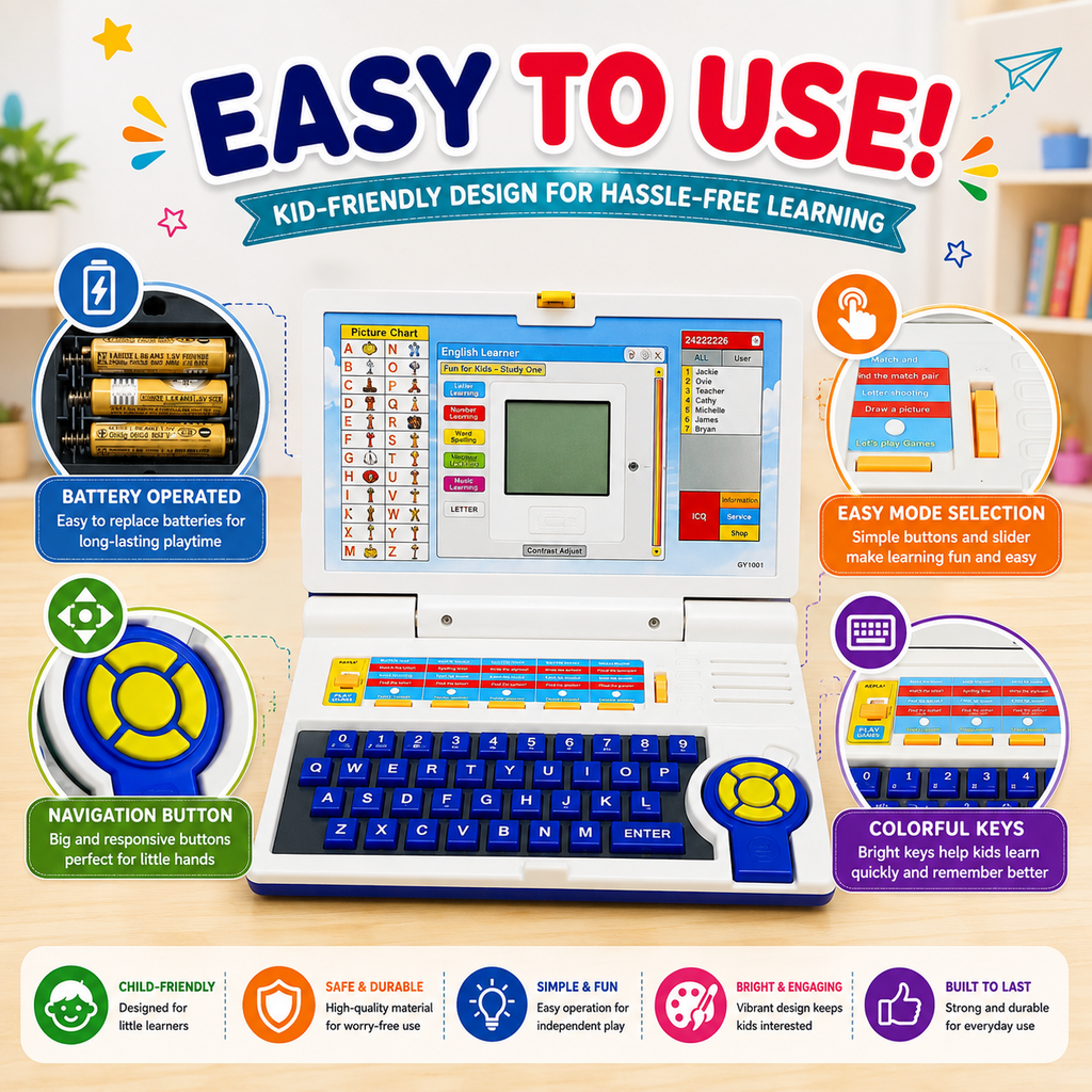 Kiddleo Smart Learning Laptop™ | Educational Laptop Toy for Kids Ages 3+