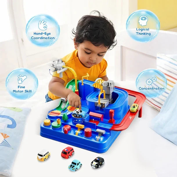 Interactive Car Adventure Rescue Track Set - Educational STEM Toy for Kids