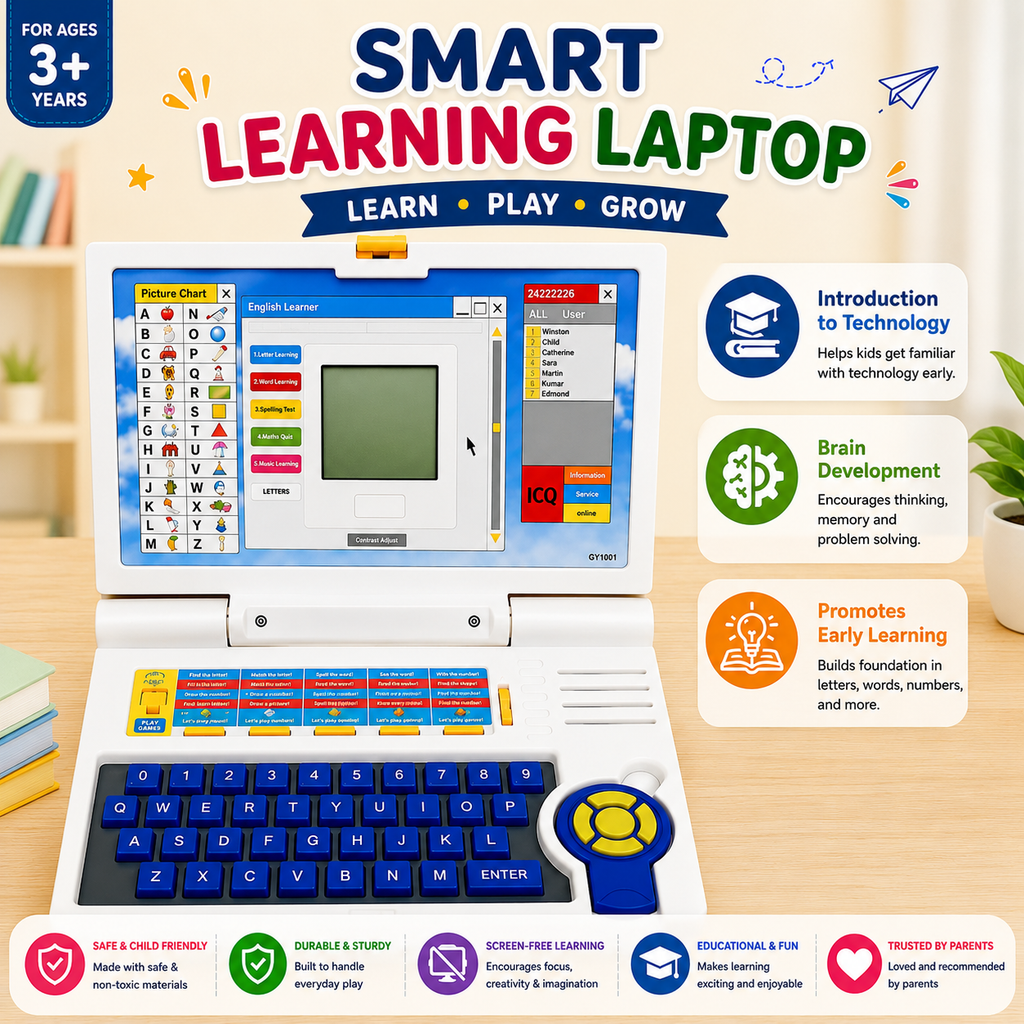 Kiddleo Smart Learning Laptop™ | Educational Laptop Toy for Kids Ages 3+