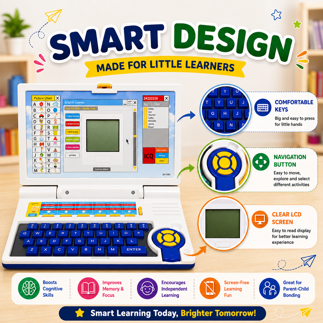 Kiddleo Smart Learning Laptop™ | Educational Laptop Toy for Kids Ages 3+